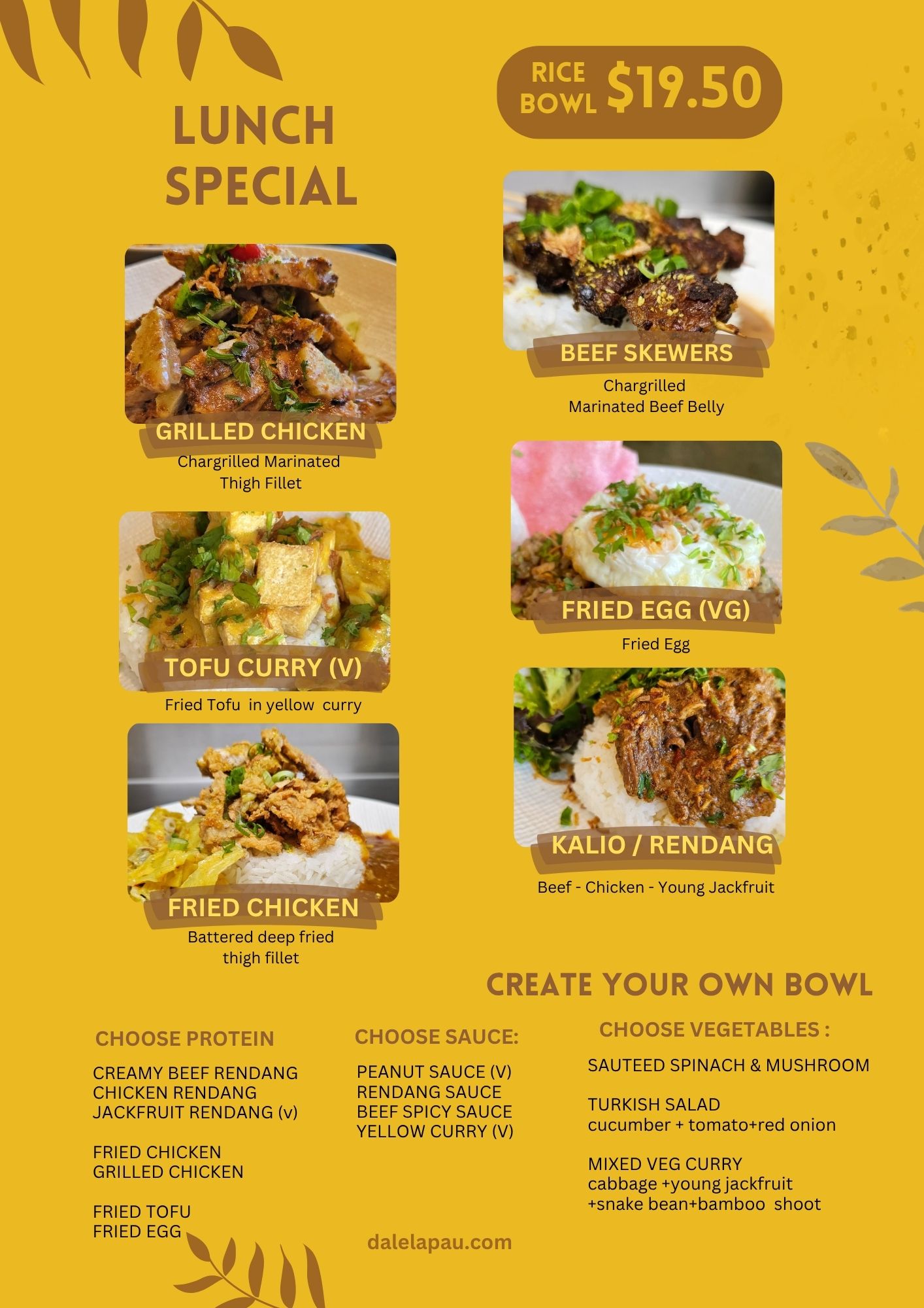 DLP Rice Bowl Menu